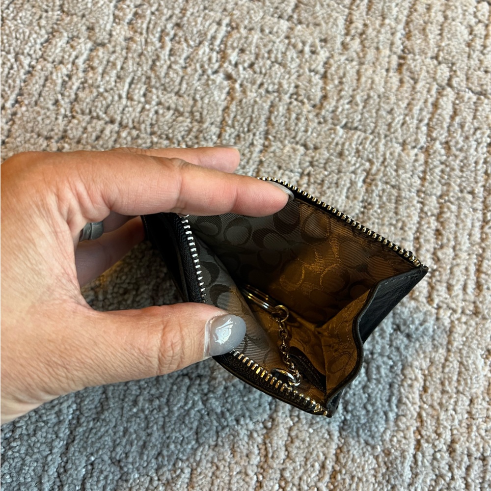 Coach Leather Zip Card Case with Key Ring - Picture 10 of 12